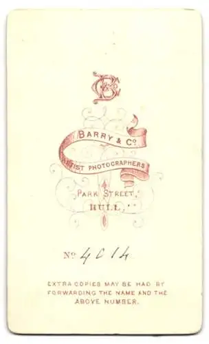 Fotografie Barry & Co., Hull, Park Street, Portrait eines jungen Mannes auf gepolstertem Stuhl