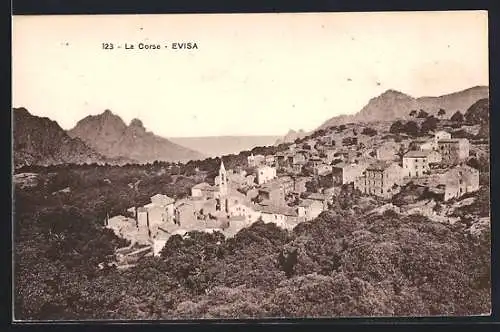 AK Evisa, Bergdorf mit Panoramablick