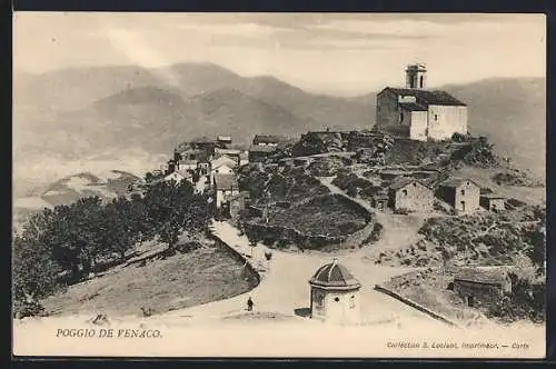 AK Poggio de Venaco, Aussicht auf das Dorf und die Kirche auf einem Hügel. Collection S. Luciani