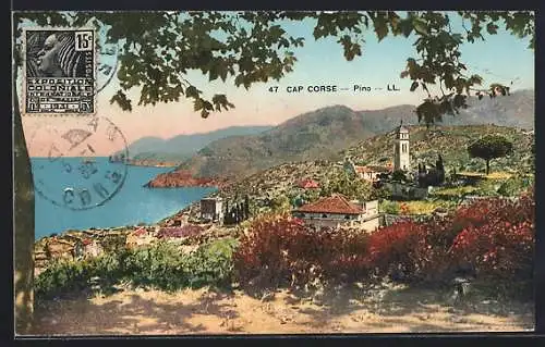 AK Pino, Blick auf Dorf und Küste