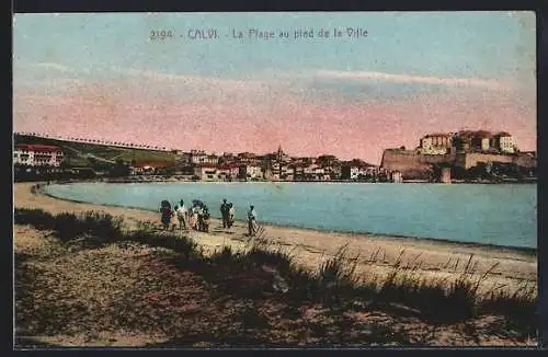 AK Calvi, La Plage au pied de la Ville