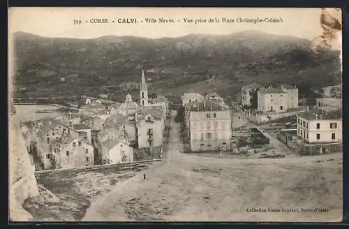 AK Calvi, Ville Neuve, Vue prise de la Place Christophe-Colomb