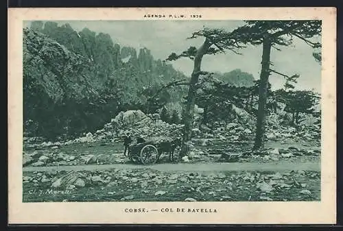 AK Col de Bavella, malerische Berglandschaft mit Kutsche und Bäumen