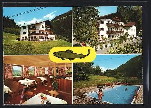 AK St. Martin /Passeier, Restaurant-Pension Quellenhof mit Dependance Forellenhof, Innenansicht, Schwimmbecken