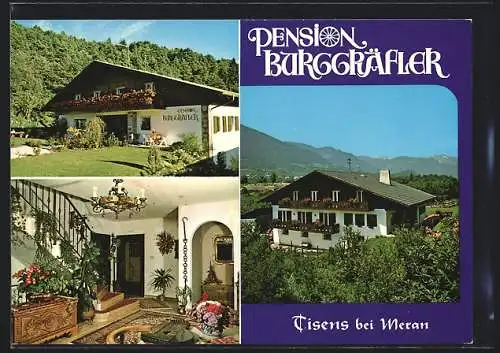 AK Tisens bei meran, Pension Burggräfler, Innenansicht, Rückansicht