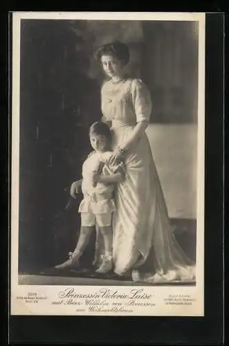 AK Prinzessin Victoria Luise mit Kronprinz Wilhelm von Preussen am Weihnachtsbaum