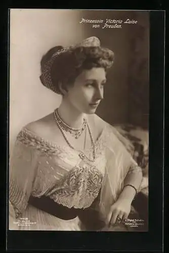 AK Prinzessin Victoria Luise von Preussen mit Perlenkette