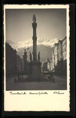 Foto-AK Adalbert Defner: Innsbruck, Mariensäule auf der Maria Theresienstrasse