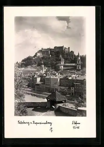 Foto-AK Adalbert Defner: Salzburg, Ortsansicht mit der Festung vom Kapuzinerberg aus