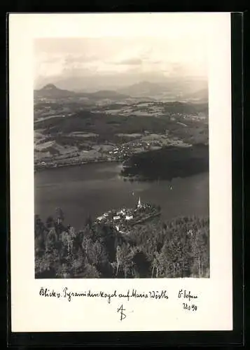 Foto-AK Adalbert Defner: Maria Wörth, Gesamtansicht vom Pyramidenkogel aus