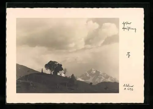 Foto-AK Adalbert Defner: Das Bergkirchlein im Frühling