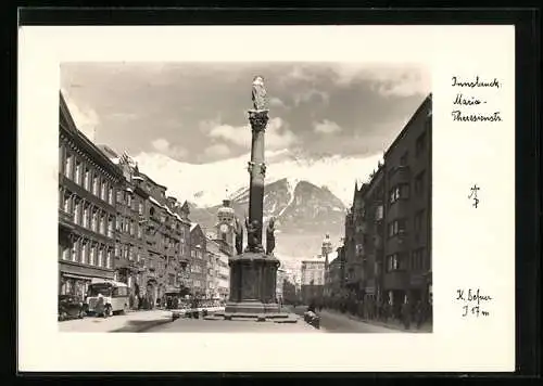 Foto-AK Adalbert Defner: Innsbruck, Denkmal in der Maria-Theresienstrasse