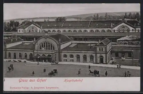 AK Erfurt, Eisenbahn fährt in den Bahnhof ein