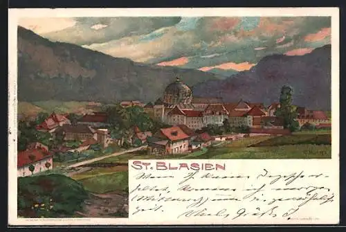 Künstler-AK K. Mutter: St. Blasien, Blick über den Ort