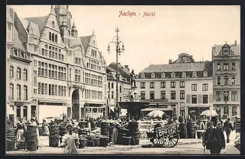 AK Aachen, Markt mit Kauhaus Tietz