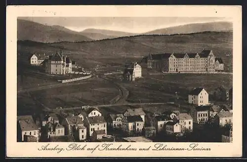 AK Arnsberg / Westf., Blick auf Krankenhaus und Lehrerinnen Seminar