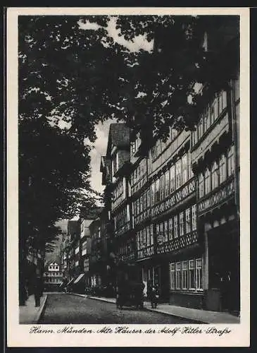 AK Hann. Münden, Alte Häuser der Strasse