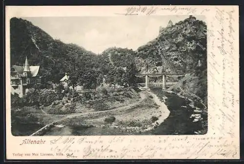 AK Altenahr, Ortsansicht mit Fluss und Brücke