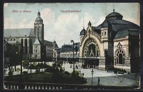 AK Köln, Partie am Hauptbahnhof, Strassenbahn