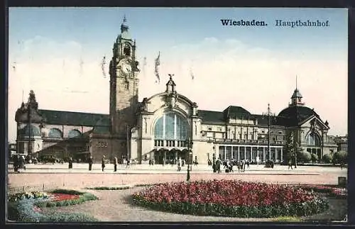 AK Wiesbaden, Blick von den Anlagen zum Hauptbahnhof