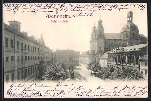 AK Mannheim, Blick auf den Schillerplatz