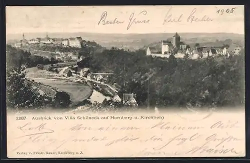 AK Hornberg / Jagst, Ausblick von Villa Schöneck auf Hornberg u. Kirchberg