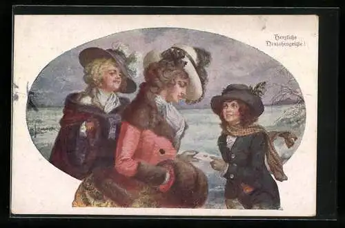 Künstler-AK H. Schubert: Junge überreicht Dame einen Brief