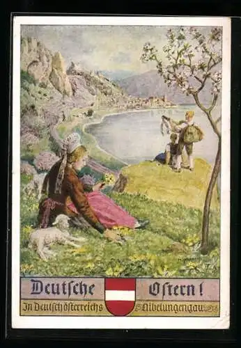 Künstler-AK H. Schubert: Deutsche Ostern in Deutschösterreichs Nibelungengau