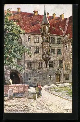 Künstler-AK Richard Wagner: München, Partie im Alten Hof