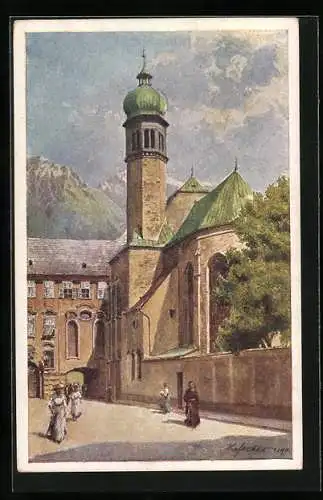 Künstler-AK E. F. Hofecker: Innsbruck, Ansicht der Hofkirche