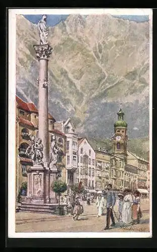 Künstler-AK E.F. Hofecker: Innsbruck, Maria Theresienstrasse