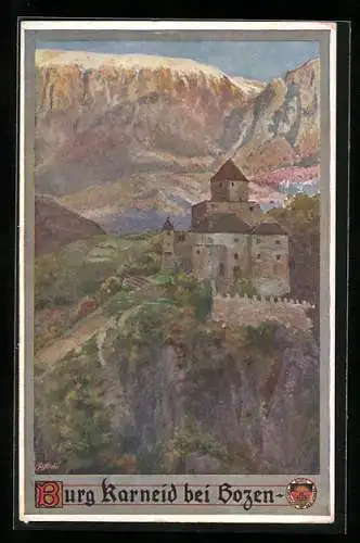 Künstler-AK E.F. Hofecker: Burg Karneid bei Bozen, Deutscher Schulverein