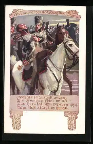 Künstler-AK Karl Alex Wilke: Der Trompeter an der Katzbach von J. Mosen