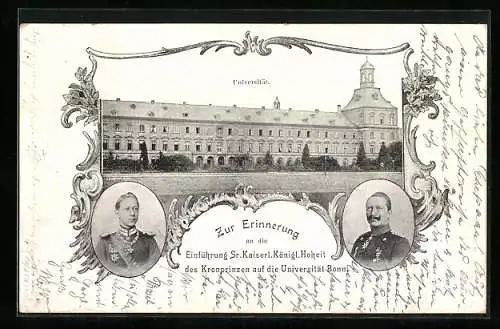 AK Bonn, Universität, Kronprinz und Kaiser Wilhelm II.