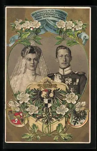 AK Vermählung von Kronprinz Wilhelm von Preussen mit Herzogin Cecilie von Mecklenburg-Schwerin, 1905