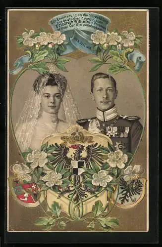 AK Vermählung von Kronprinz Wilhelm von Preussen mit Herzogin Cecilie von Mecklenburg-Schwerin, 1905