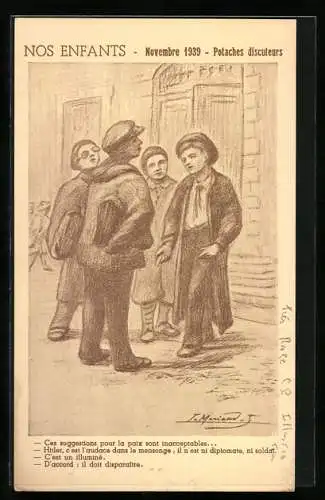 AK Nos Enfants, Novembre 1939, Potaches discuteurs