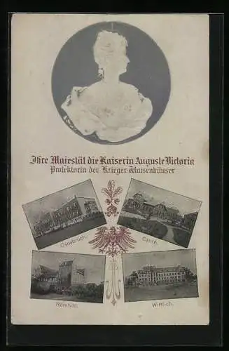 Präge-AK Kaiserin Auguste Victoria Königin von Preussen, Krieger-Waisenhäuser in Osnabrück, Canth, Römhild