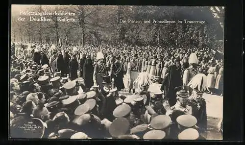 AK Beisetzung der Kaiserin Auguste Victoria Königin von Preussen, Prinzen und Prinzessinnen im Trauerzug