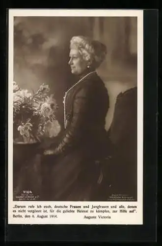 Foto-AK Portrait Kaiserin Auguste Victoria von Preussen mit Halskette