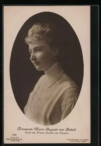 AK Prinzessin Marie Auguste von Anhalt, Gemahlin des Prinz Joachim von Preussen