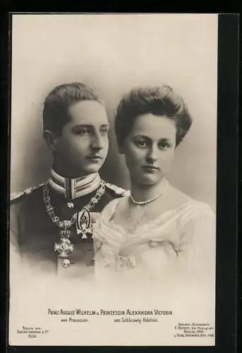 AK Prinz August Wilhelm von Preussen und Prinzessin Alexandra Victoria v. Schleswig-Holstein