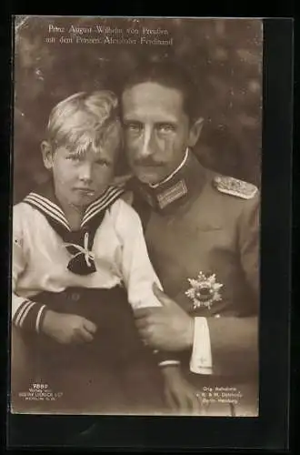 AK Prinz August Wilhelm von Preussen in Uniform mit Prinz Alexander Ferdinand