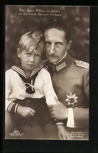 AK Prinz August Wilhelm von Preussen mit Prinz Alexander Ferdinand