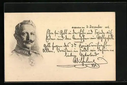 AK Portrait Kaiser Wilhelm II. in Uniform