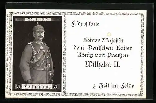 AK Kaiser Wilhelm II. mit Pickelhaube