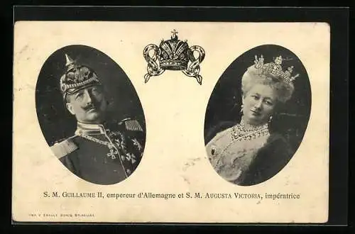 AK Porträtbild Kaiser Wilhelm II. mit seiner Gemahlin Augusta Victoria