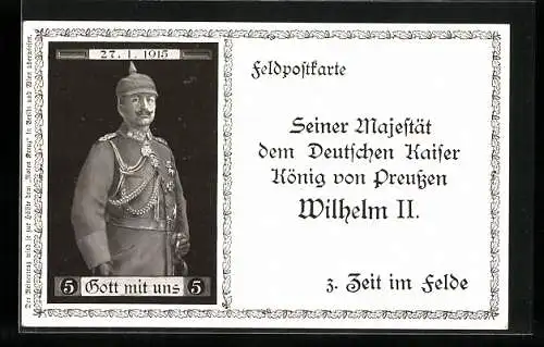 AK Kaiser Wilhelm II. mit Pickelhaube