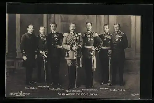 AK Kaiser Wilhelm II. mit seinen Söhnen