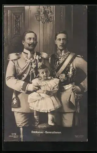 AK Kaiser Wilhelm II. mit Nachfolgern, Dreikaiser-Generationen